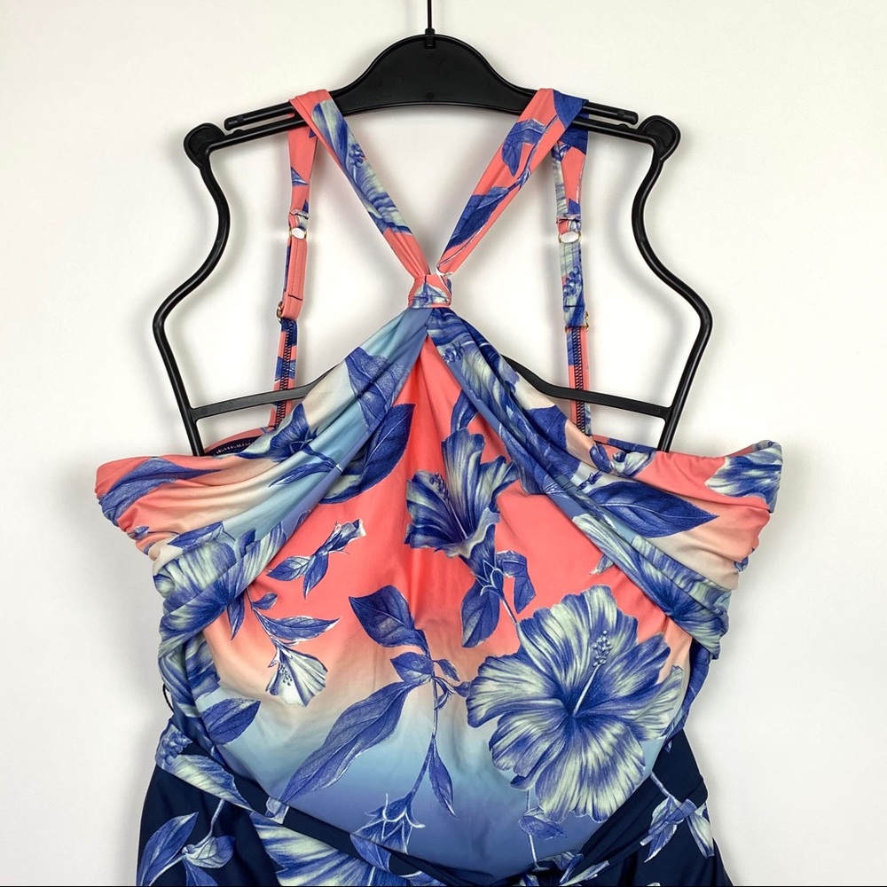 La Blanca Ombré Draped High Neck One Piece - Picture 3 of 12